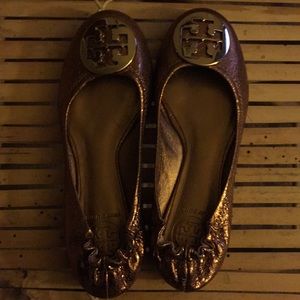 Tory Burch Reva Metallic Copper Ballet Flats NWOT